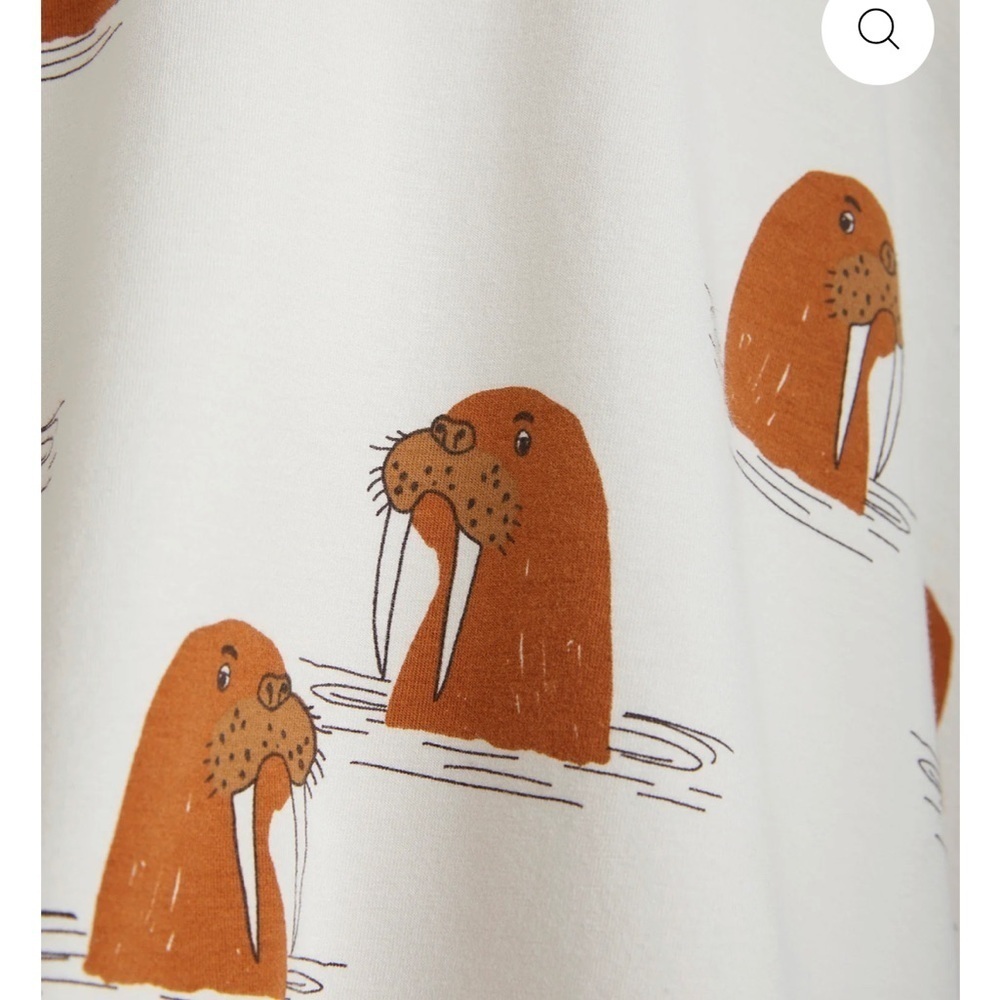 Mini Rodini White and Brown Walrus Print Dress - Picture 2 of 3